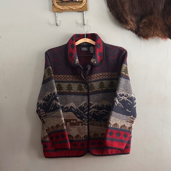 Sonoma Jackets & Blazers - VINTAGE // Sonoma Jean Co. Wool Blend Cardigan Sweater Jacket Mountain Alps